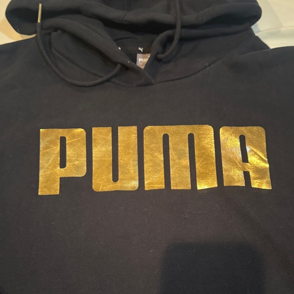 Puma Hoodie in Black with Gold Logo - Picture 2 of 3